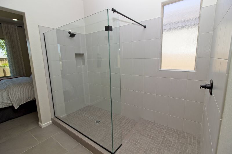 Walk-in Shower with Stone Tile Accents